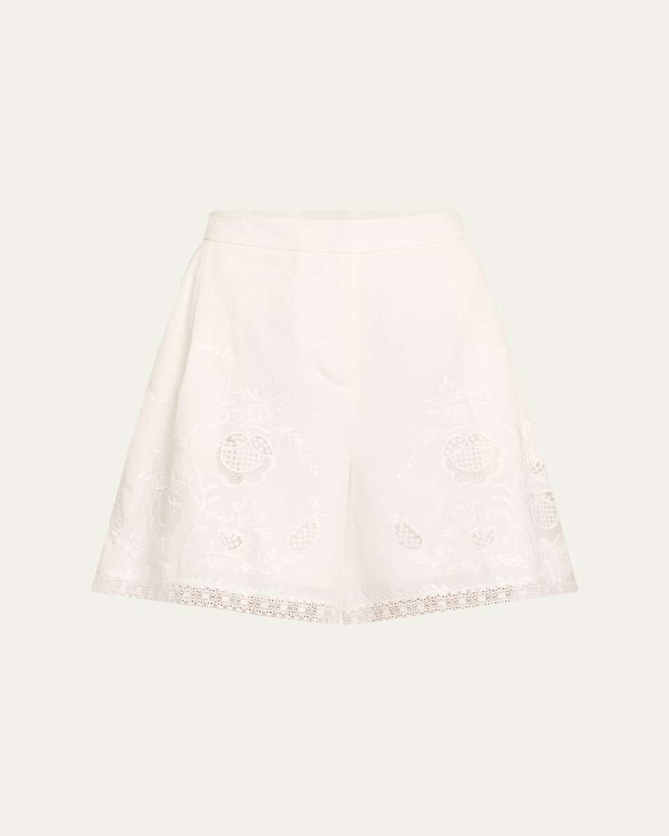 Nero Embroidered Wide-Leg Shorts